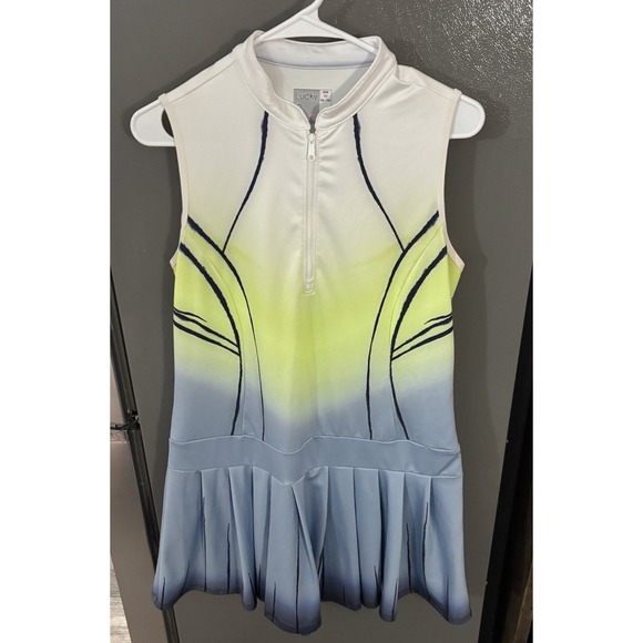 Lucky in Love Dresses & Skirts - Lucky In Love Tennis Dress Wild Ombre Sleeveless Lime Blue‎ Women's Medium 8-10
